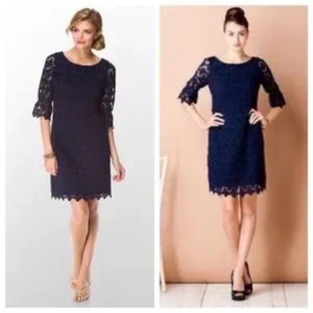Lilly Pulitzer Shayna Papillon Butterfly Lace Shift Dress Classic Navy Sz 6